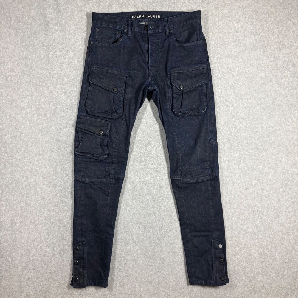 Ralph Lauren Black Label Mens Cargo Jeans Dark Indigo Slim Fit 32x32 Tactical - Picture 2 of 12